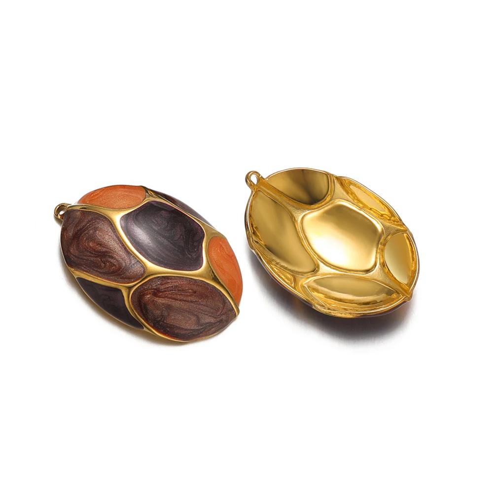 5pcs Stainless Steel Enamel Dinosaur Egg Charms Pendants for DIY Children Necklaces Boho Jewelry Earrrings Making Supplies