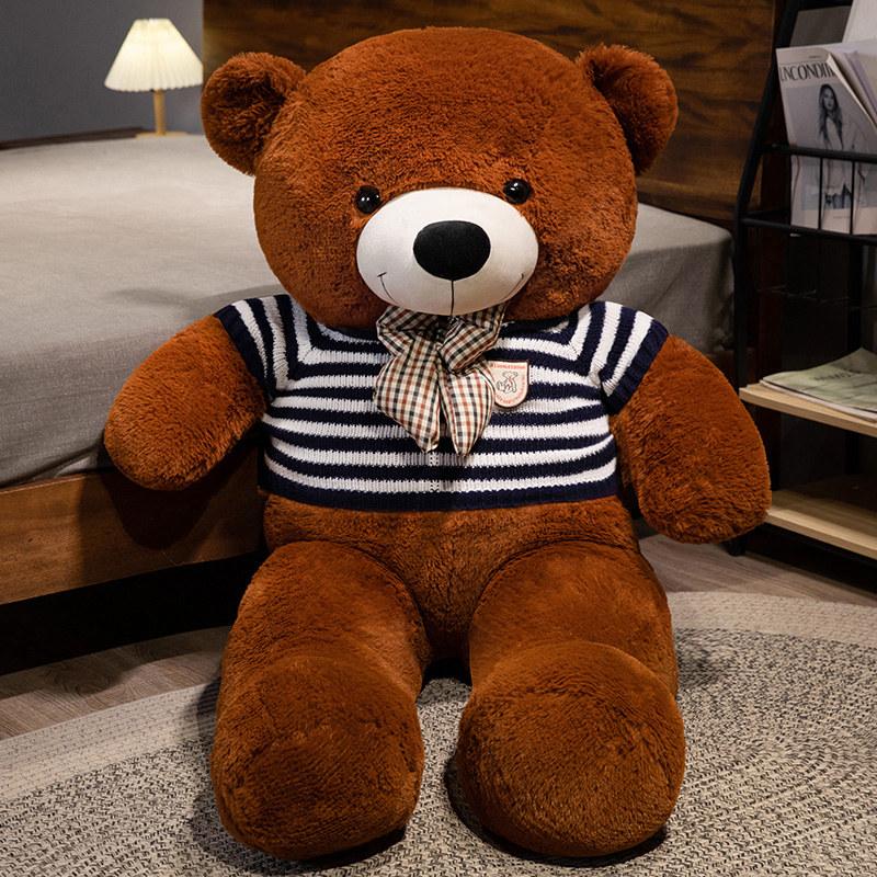 New 100cm Giant Dressed Sweater Bear Bowknot Multiple Color Options Plush Animals Dolls Super Soft Baby Soothing Toys Gift Decor