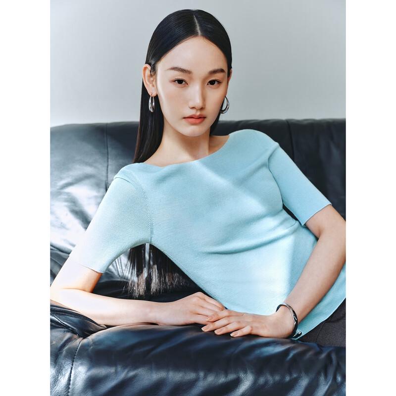 Peacebird Women's Seamless Knit Short Sleeve Top