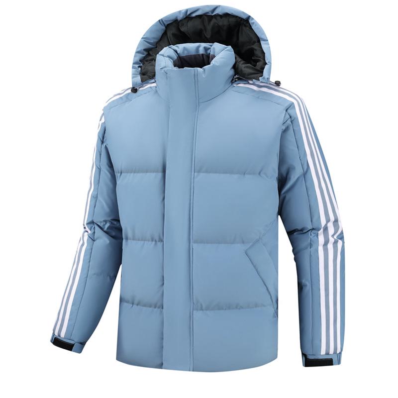 Men's Hooded Cotton-Padded Jacket, Size M-8XL, Winter Warmth, Casual Three-Bar Design