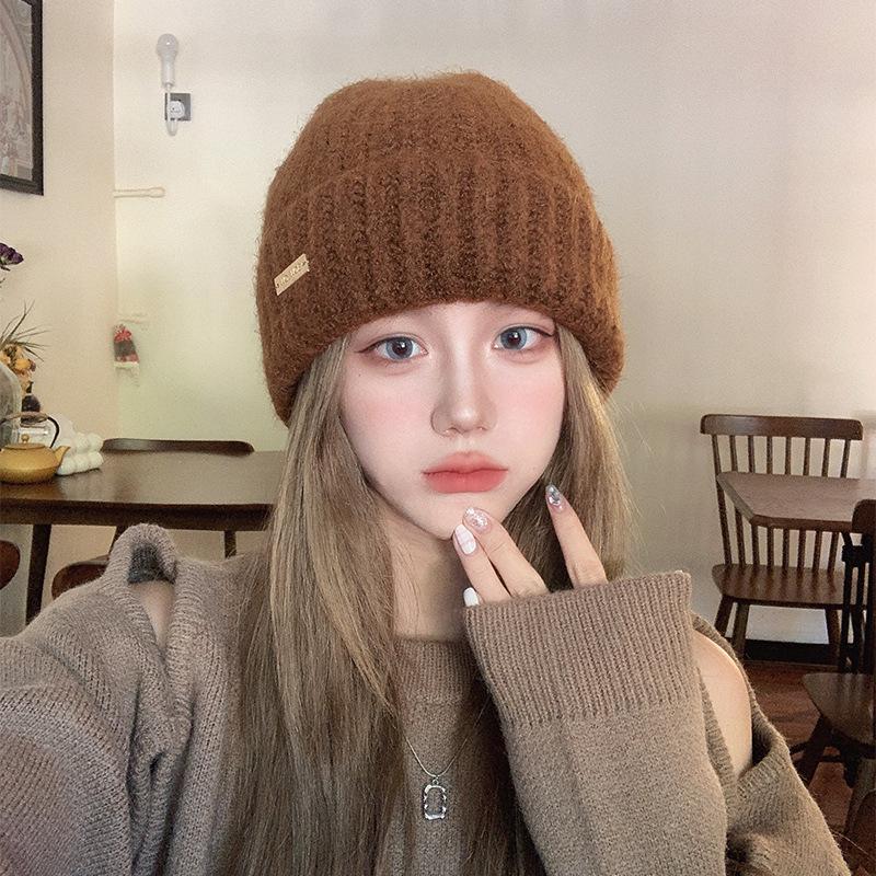 Wool Hat Korean Version Trendy Ear Protection Big Head Circumference Shows a Small Face, Fashionable New Versatile Cold Hat Autumn and Winter Warm