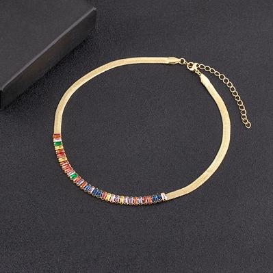 Nidin European and American Ins Light Luxury Boho Style Geometric Square Zircon Fashionable Elegant Adjustable Necklace Jewelry