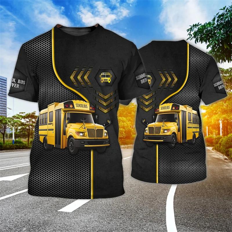 School Bus Driver Men's T-shirt 3D Print Casual Uniform Homme Summer O Neck Short Sleeve Oversized Unisex Harajuku Clothing 4XL