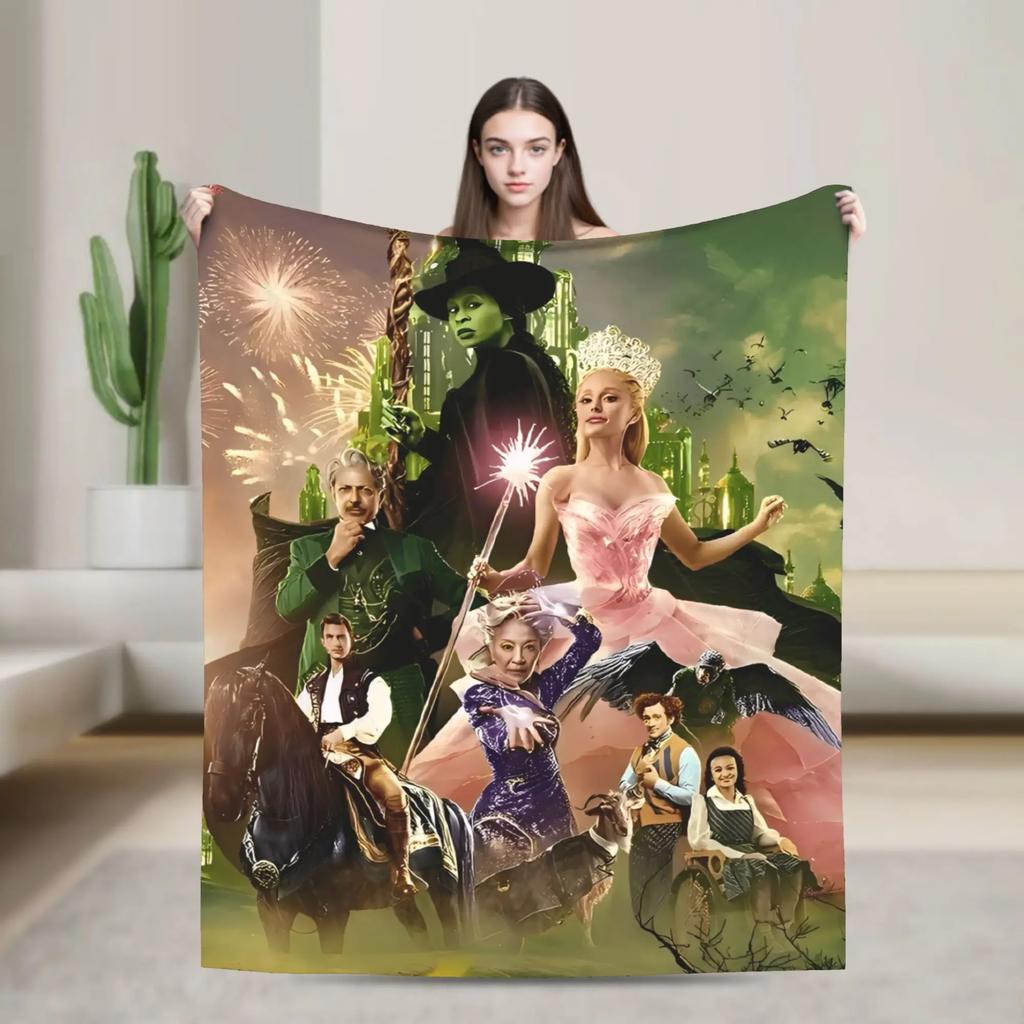 Wicked Musical Movie Glinda Poster Warm Plush Throw Blanket Graphic Bedspread for Living Room Sofa Bed Cover