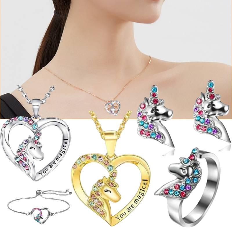 Heart Unicorn Pegasis Shaped Necklace Hollow Out Bracelet Simplicity Fashion
