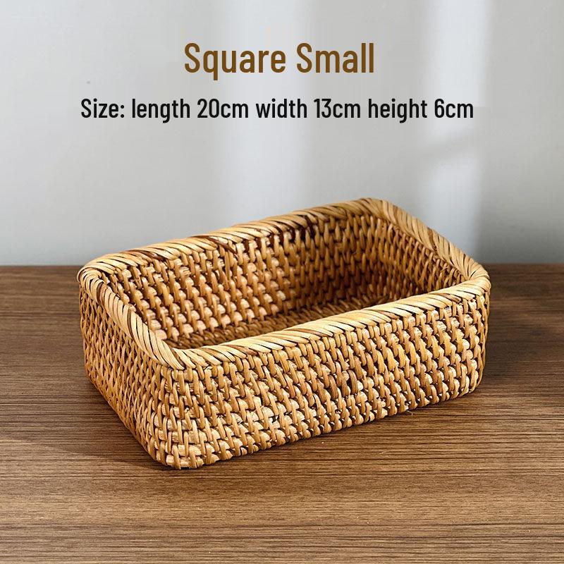 Jingyuheng Chinese Style Rattan Rectangular Fruit Storage Baskets (Set of 2)