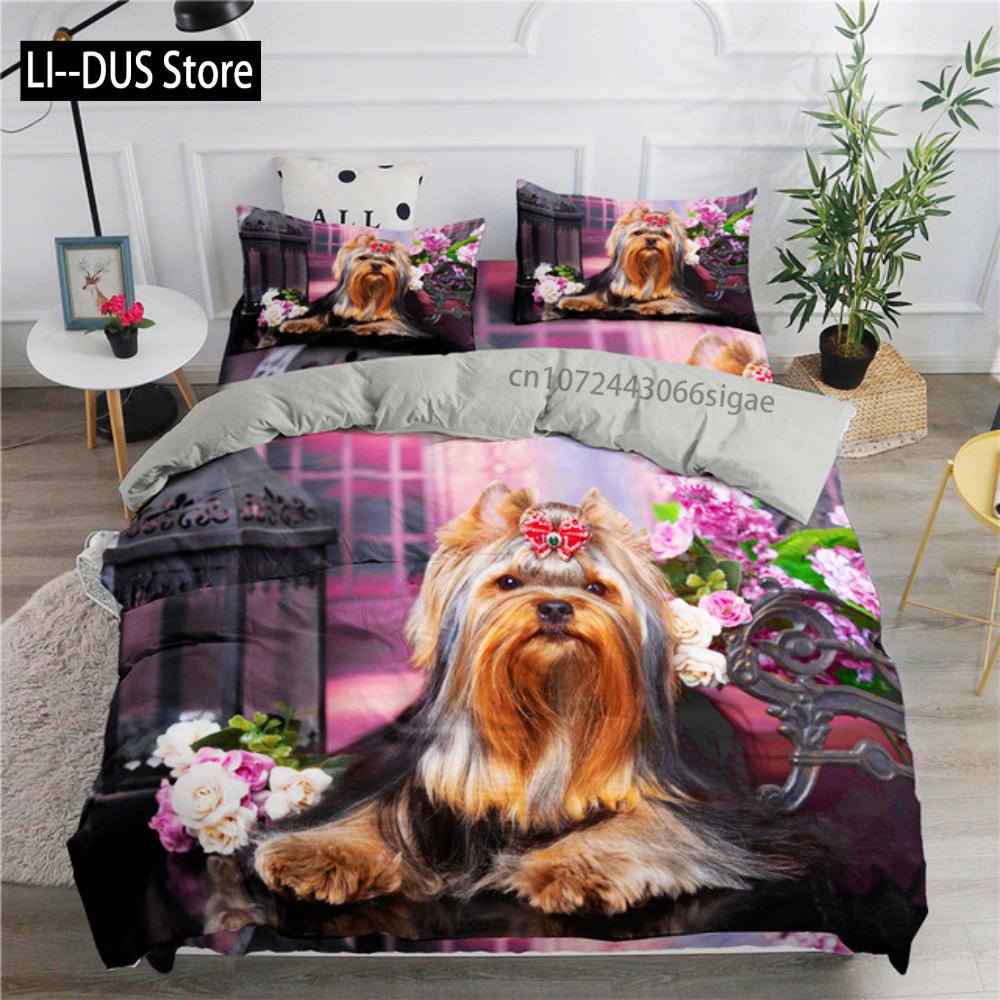 Cute White Dogs Bedding Set Lovely Puppy Husky Comforter Set King Queen Size Duvet Cover Set With Pillowcase Bed Linen For Girls