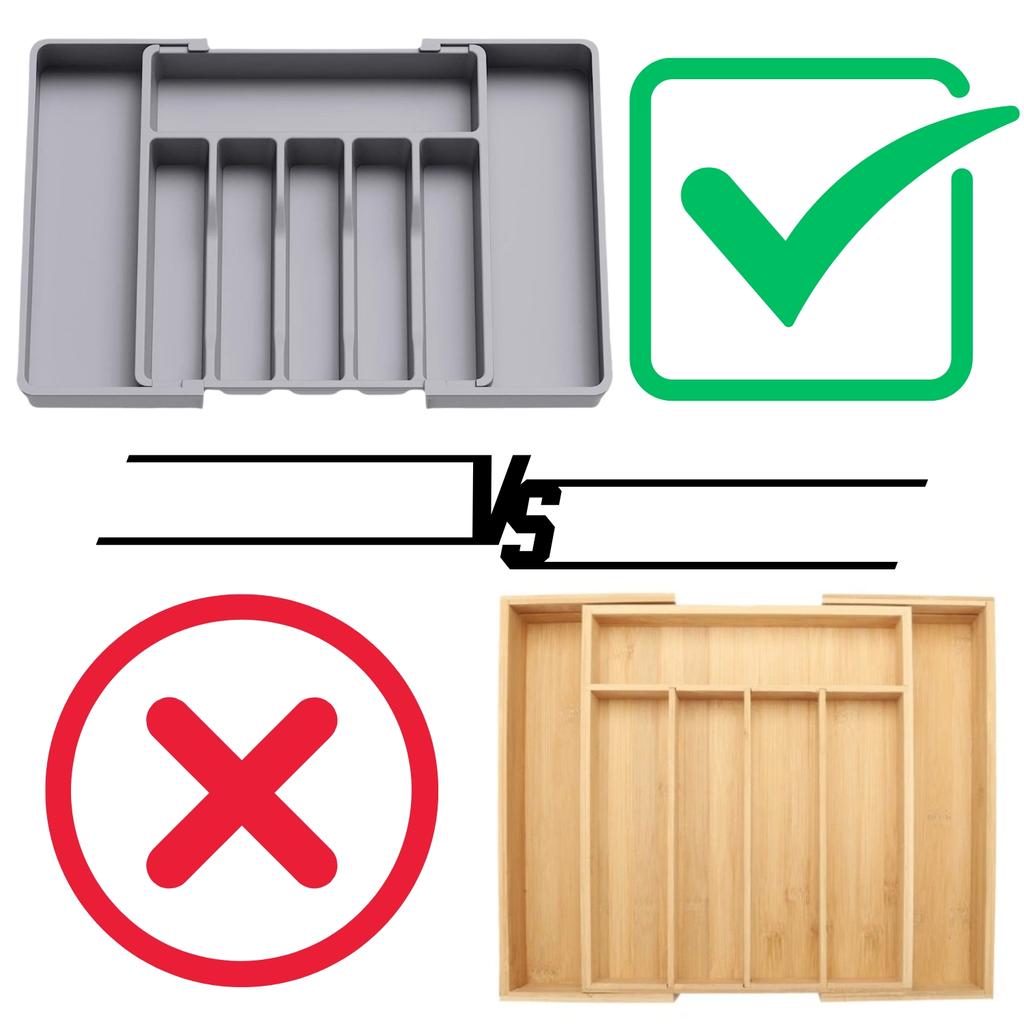 Kitchen Drawer Organizer for Cutlery, Extendable Kitchen Insert, Gray