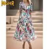 Abiti casual con stampa tinta unita primavera estate moda donna