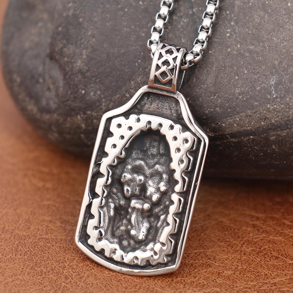 316L Steel Viking Rune Necklace for Men - Celtic Knot Warrior Pendant, Norse Retro Jewelry Gift Gothic Nordic Amulet Accessories