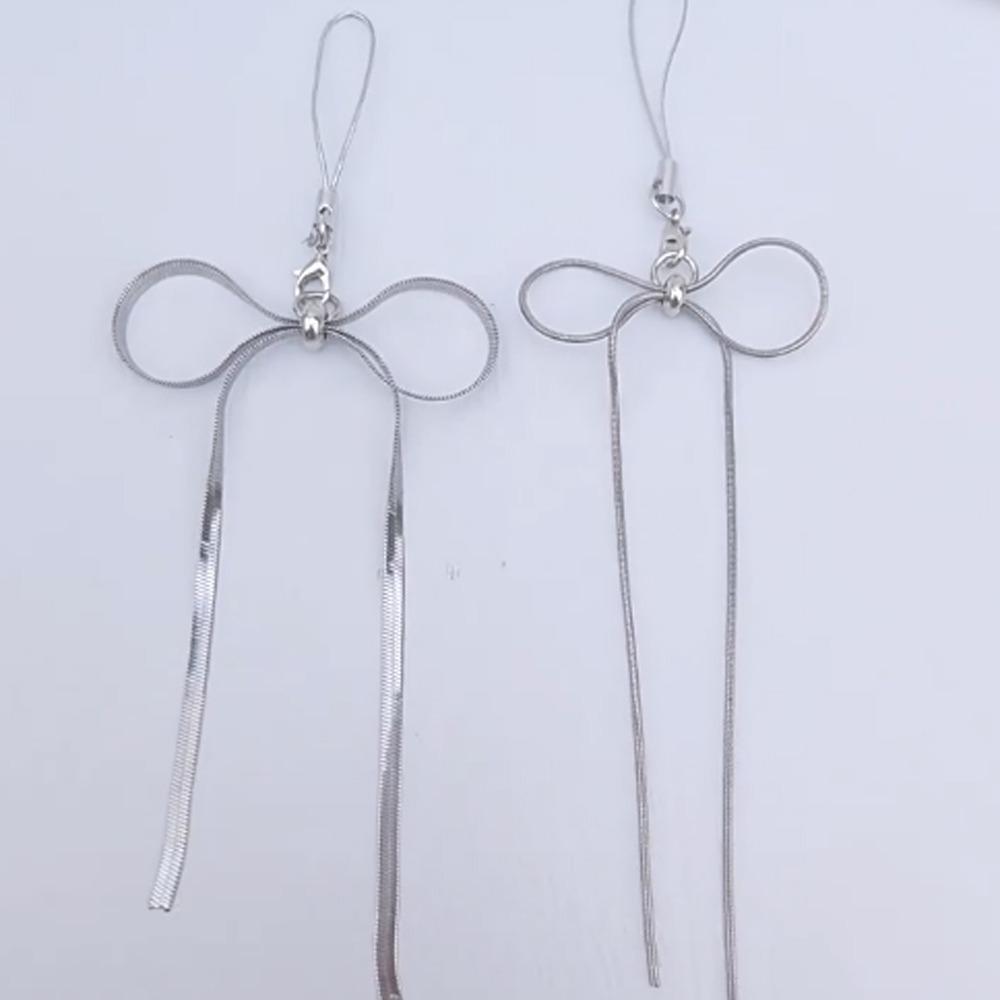 Snake Bone Mobile Phone Pendnt Metal Bow Mobile Phone Chain Simple Phone Rope  Women/Lady/Girl