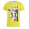 Beetle 53 Number Men's T-shirt, Herbie Car Short Sleeve Simple T-shirts, Rally Car T-shirts, Men's 3D Printed Black T-shirt