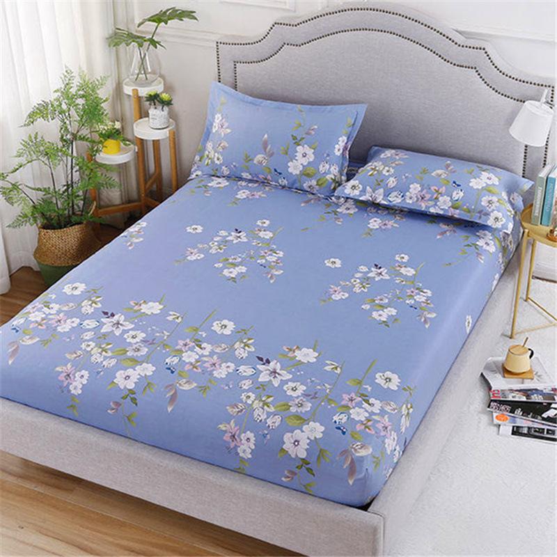 (Without Pillowcase)Fitted Sheet Mattress Cover with All-around Elastic Rubber Band Non Slip Dustproof Bed Sheet
