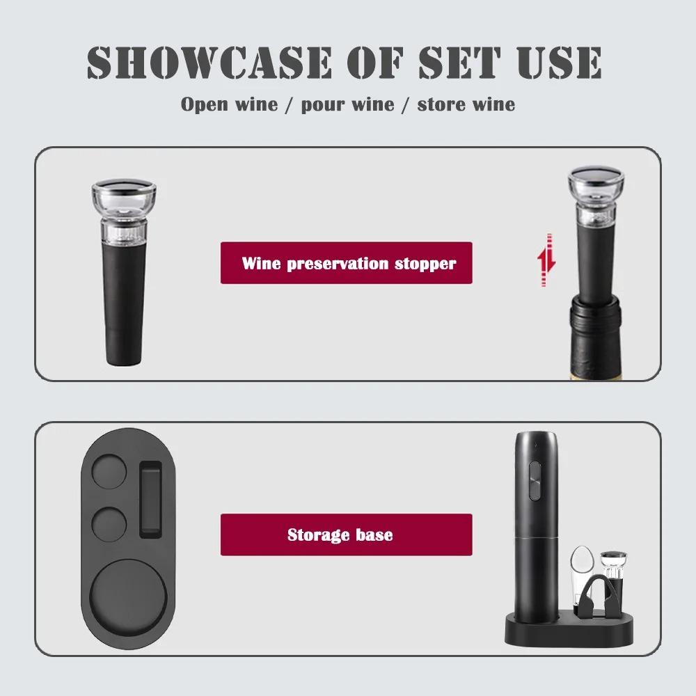 Electric Bottle Opener Household Wine Set Driver Red Wine Automatic Electric Bottle Opener With Charging Base Wine Lover Kitchen