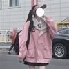Veste Kawaii Japonaise Zippée Rose Femme Coréenne Assortie Hiver Vêtements Ample Mignon Hauts Femme Manteau