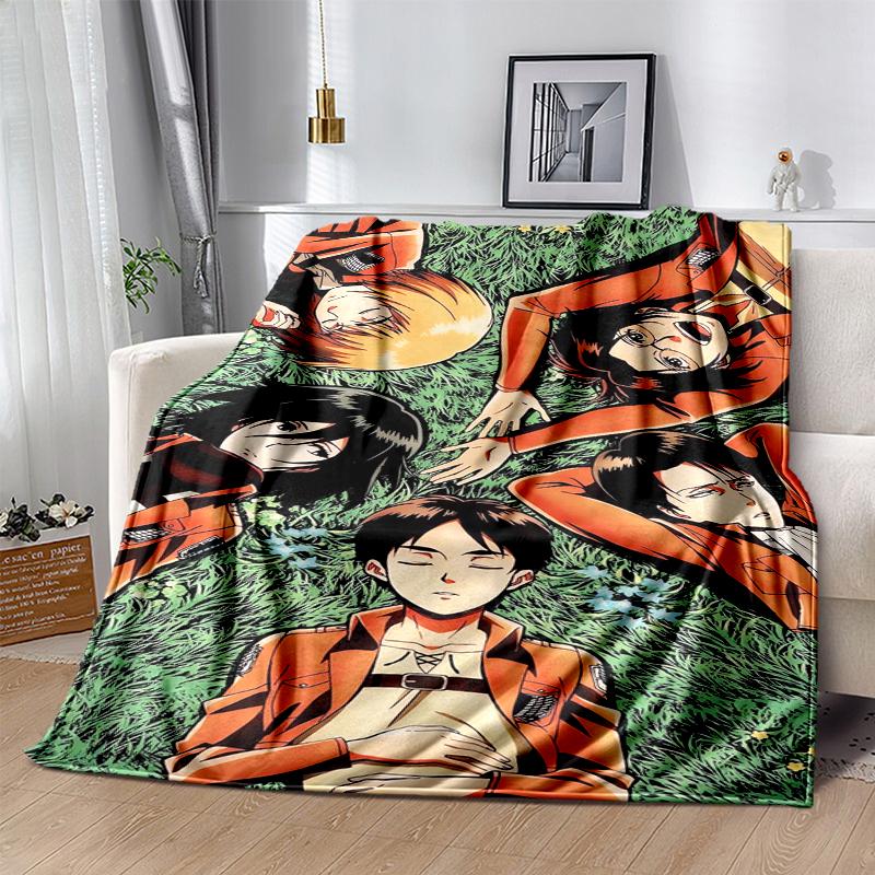 Attack on Titan Flannel Blanket Soft Warm All-Season Throw, Design for Camping, Car Travel, Hiking Sofa, Bed, Office Perfect Gift for Parties