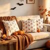 18×18in Quilted Ghost Pumpkin Plush Pillow Cover, Cute Cartoon Design for Halloween Home Decor. Pillow Insert Excluded.