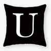 Black White Letters Sofa Decorative Cushion Cover Pillow Pillowcase Polyester 45*45Cm Throw Pillow Home Decor Pillowcover