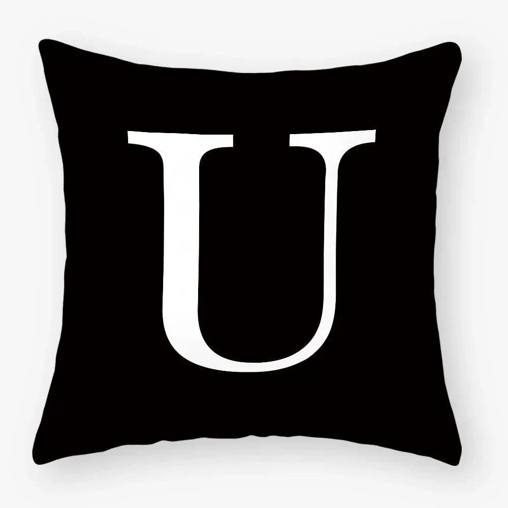 Black White Letters Sofa Decorative Cushion Cover Pillow Pillowcase Polyester 45*45Cm Throw Pillow Home Decor Pillowcover
