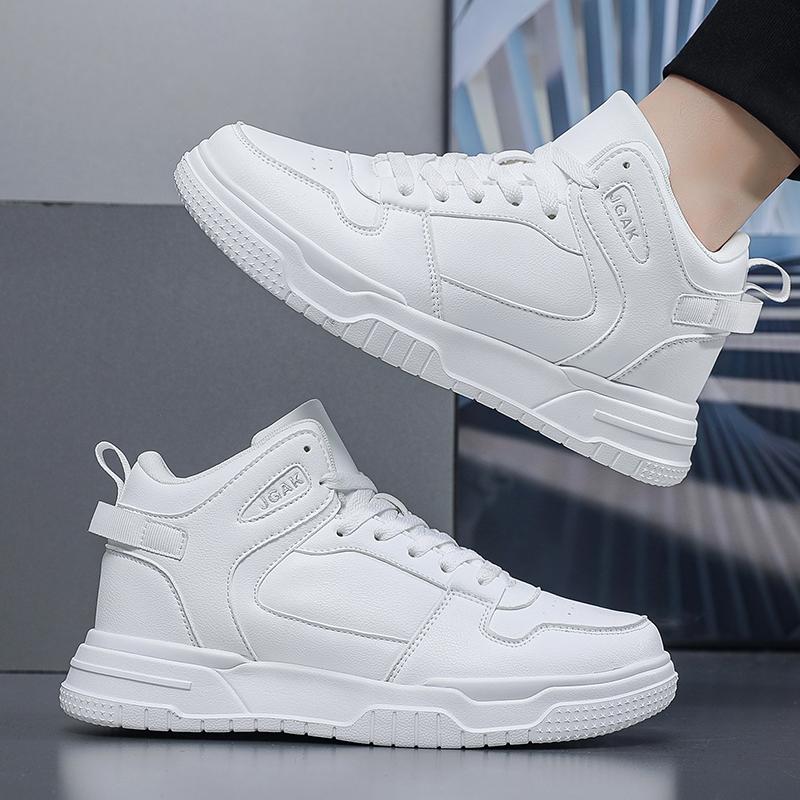 Men’s Sports Shoes Casual Grey Skateboard Shoes White High Top Jogging Sneakers Shoes for Students Over Sized