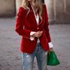 Blazer Elegante de Veludo Slim Fit com Bolsos Falsos - Estilo Europeu e Americano 2025