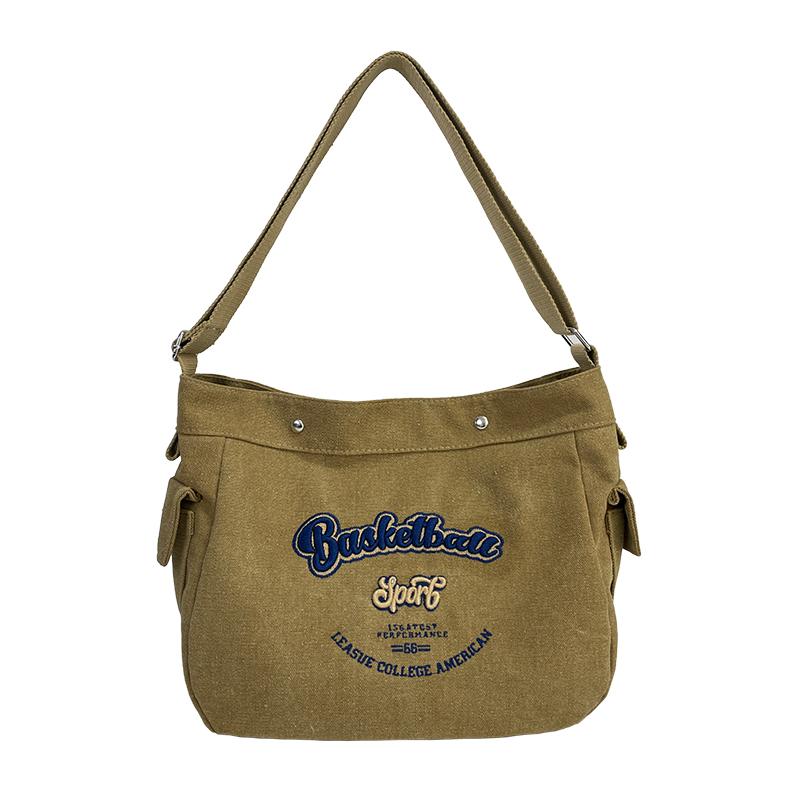 Monochromatic large capacity crossbody bag for women printed letter canvas simple fashionable