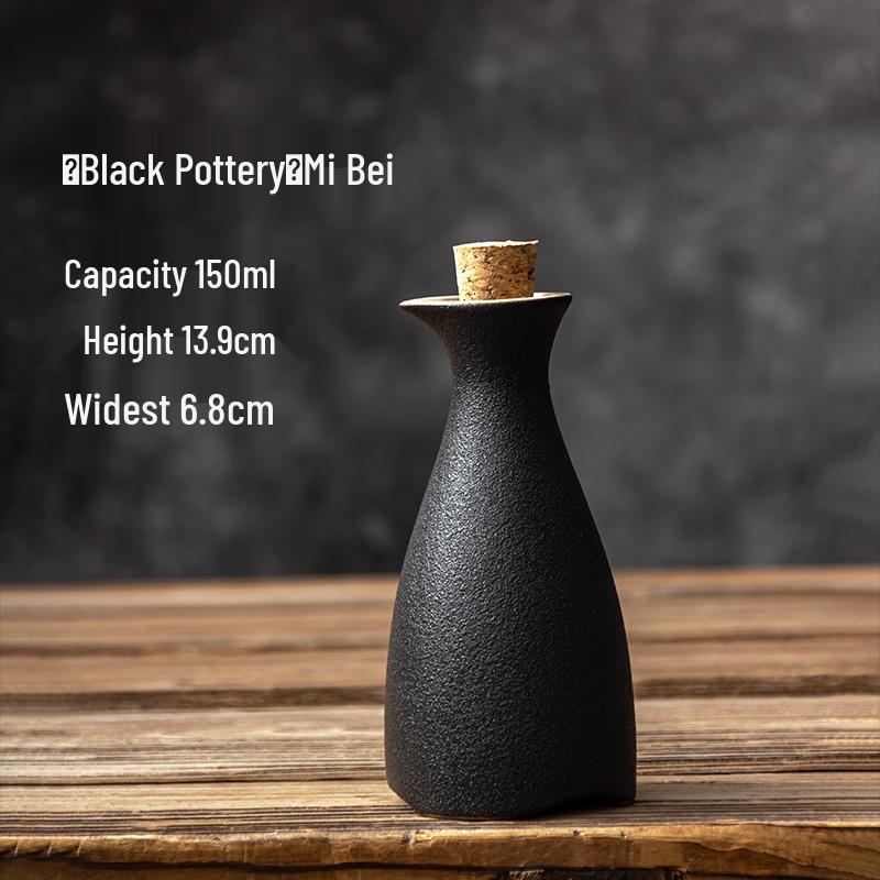 Japanese Style Ceramic Sake Pot and Cup Set - Antique Yellow Wine Decanter and Baijiu Jar for Home Use