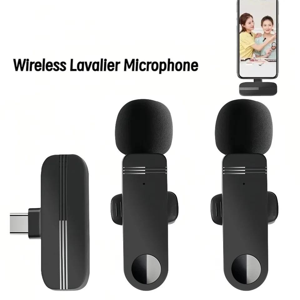Wireless Lavalier Microphone 2.4G Wireless Microphone Audio Video Recording Mic for Streaming Vlogging Voice Recording Plug and Play