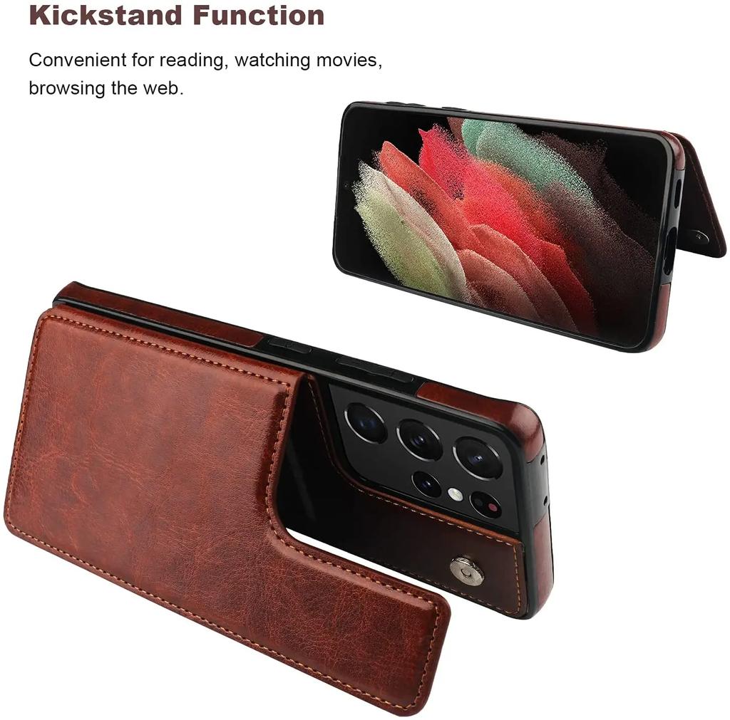 for Samsung Galaxy S21 FE S20 Note 20 Ultra Wallet Case with Card Holder PU Leather Card Slots Case Double Magnetic Clasp Cover