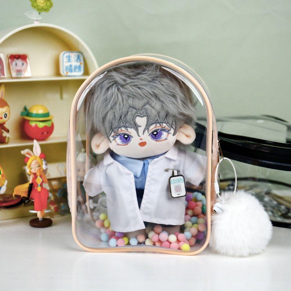 

Блискуча плюшева лялькова коробка з ПВХ для ляльок, прозора сумка-органайзер Сумка-організація style 2