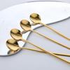 4 Pack Gold Coffee Stir Spoons for Coffee Bar Long Espresso Stirring Spoon Teaspoons Cocktail Tea Mixing Spoon 6.7 Inches Ice Stainless Steel