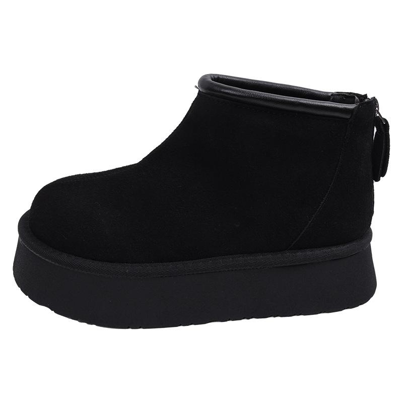 Fashion versatile, lightweight and warm thick-soled snow boots for women 2025 new autumn and winter velvet thickened one-pedal cotton shoes