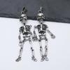Creative Retro Skull Earrings - Exaggerated Halloween Style Skeleton Alloy Accessories