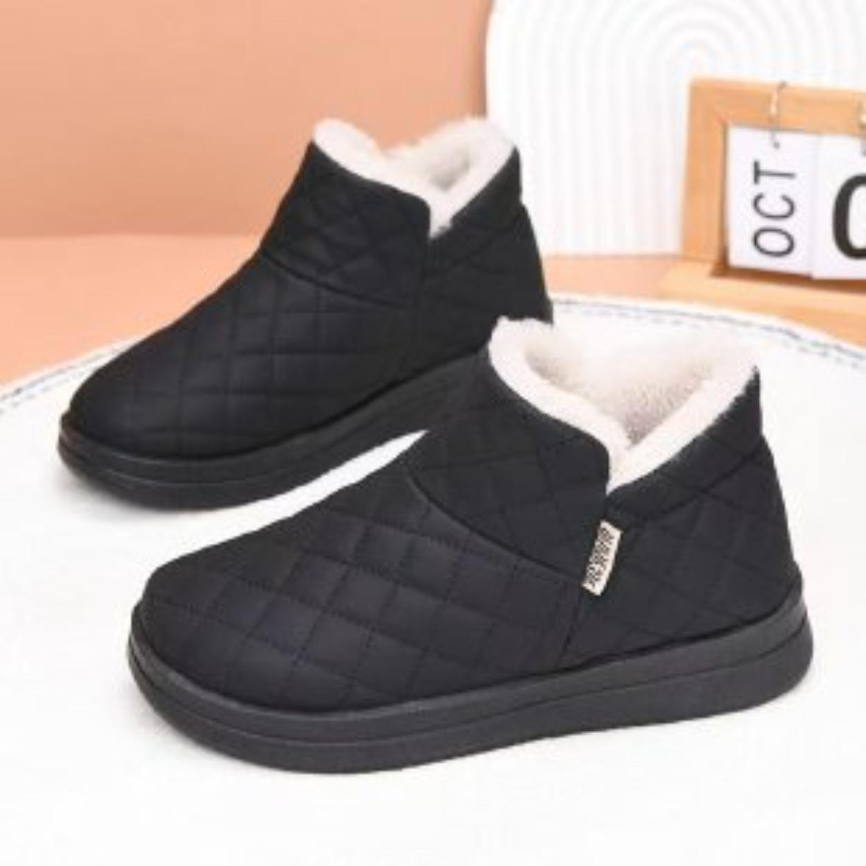 

Snow boots women s winter versatile waterproof and non-slip piled thickened foreign-style warm cotton shoes women s shoes 35 чёрный