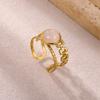 Vintage Romantic Green Stone Anillos Women Geometric Irregular Rings Stainless Steel Gold Color Waterproof Jewelry Elegant Party