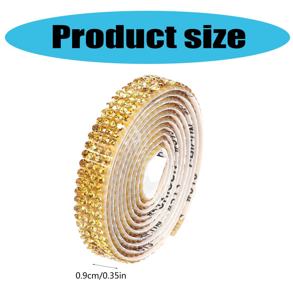 3Pcs Adhesive Rhinestones Ribbon Sparkling Rhinestones Ribbon 9mm Crystal Ribbon Roll for Craft Wedding Cake Decoration