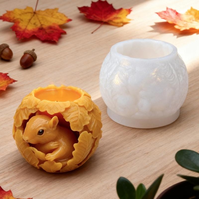 Silicone Squirrel Candle Mould For Christmas Craft And Festival Home Decoration