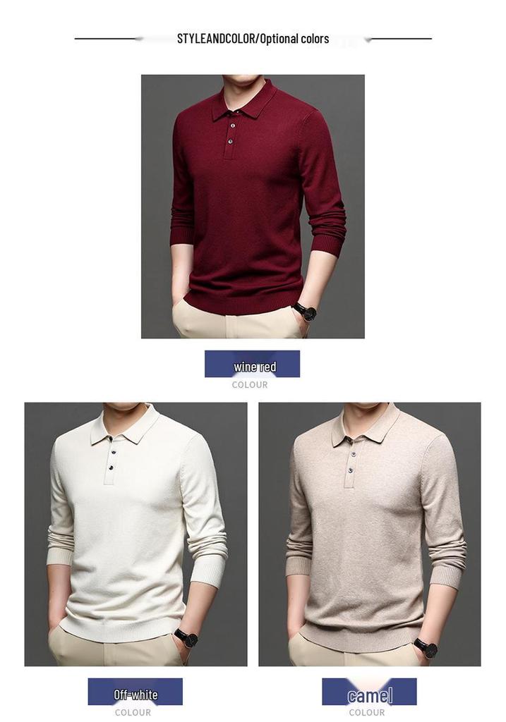 Men's Lapel Pullover Knitwear - Autumn/Winter Polo Sweater