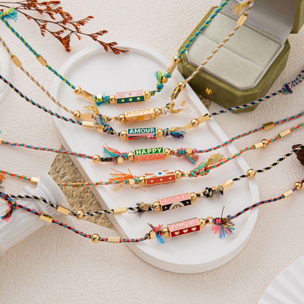 Vintage Graffiti Letter Necklace With Copper Metal Pendant For Women