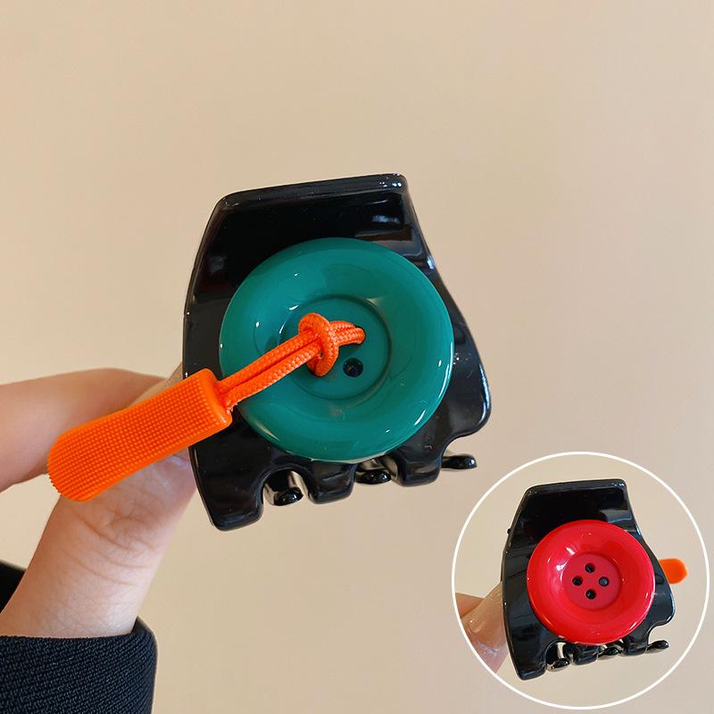 Kreative doppelseitige Knopf-Haarklammern für Frauen Mädchen Süß Niedlich Schwarz Acryl Kleine Hai-Klammer Haarspangen Haaraccessoires