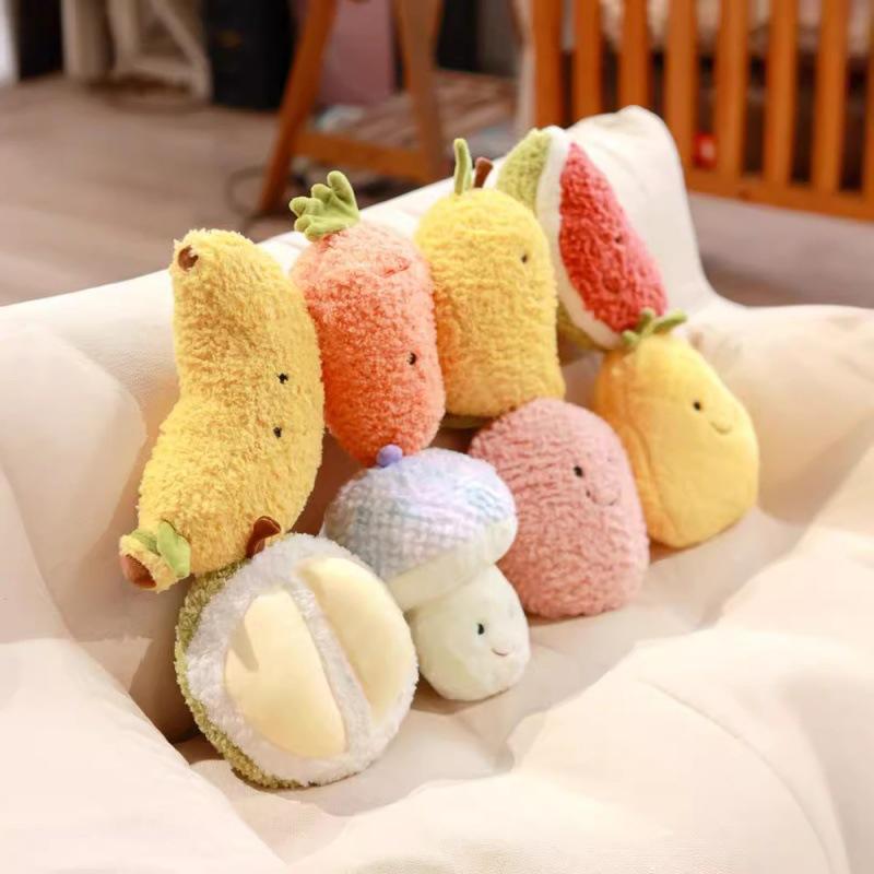 Plush fruit doll grab machine doll throw pillow toy durian cute pineapple doll simulation watermelon wedding sprinkle