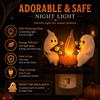 Ghost Campfire Night Light, Plug-in Wall Flickering Flame Nightlight, Halloween 3D Cute Spooky Marshmallow Ghost Decoration for Bedroom