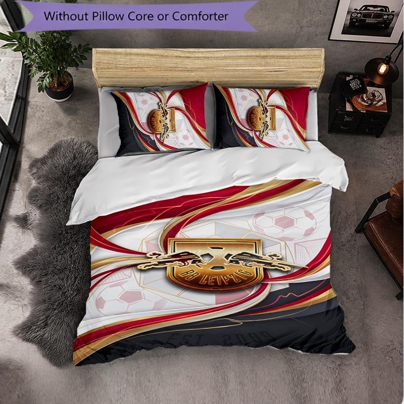 RB Leipzig Football 3 Piece Bedding Set Soft Duvet Cover Set with Pillowcases Printed Bedroom Decor Set for Home