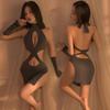 Manyan Sexy Cross Hollow Halter Neck Cheongsam Nattklubb Undertøy One-Piece 