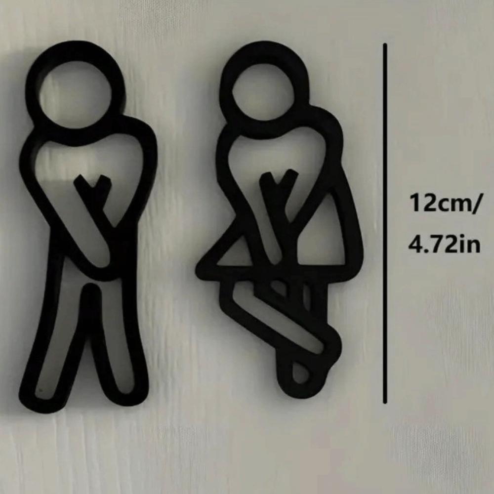 2D Flat Toilet Signage 12cm Gender Signs Modern WC Door Signs  Shopping Mall