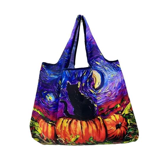 

Shopping Bag Foldable Large Capacity Tote Durable Oxford Reusable Grocery Bag Strong Load-Bearing Shoulder Storage Bag F