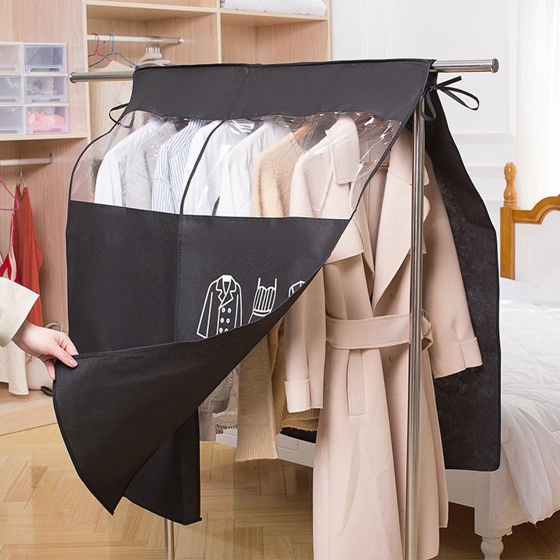 Clothes Dust Cover Nonwoven Dust Prevention Waterproof Transparent Window Design Hanging Garment Protectors