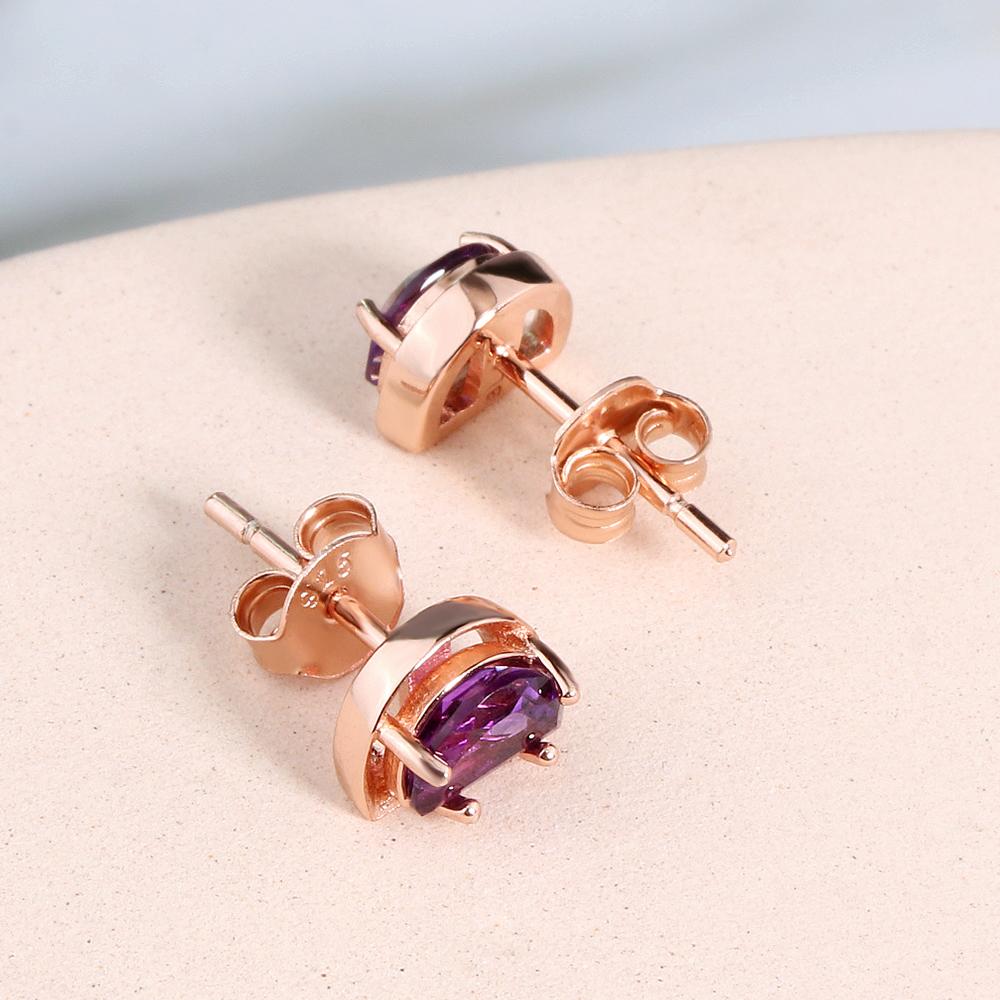 Cercei din argint 925 în formă de lună, special drăguț, tăiat cu ametist, pietre prețioase naturale, bijuterii fine pentru fete, cadou frumos