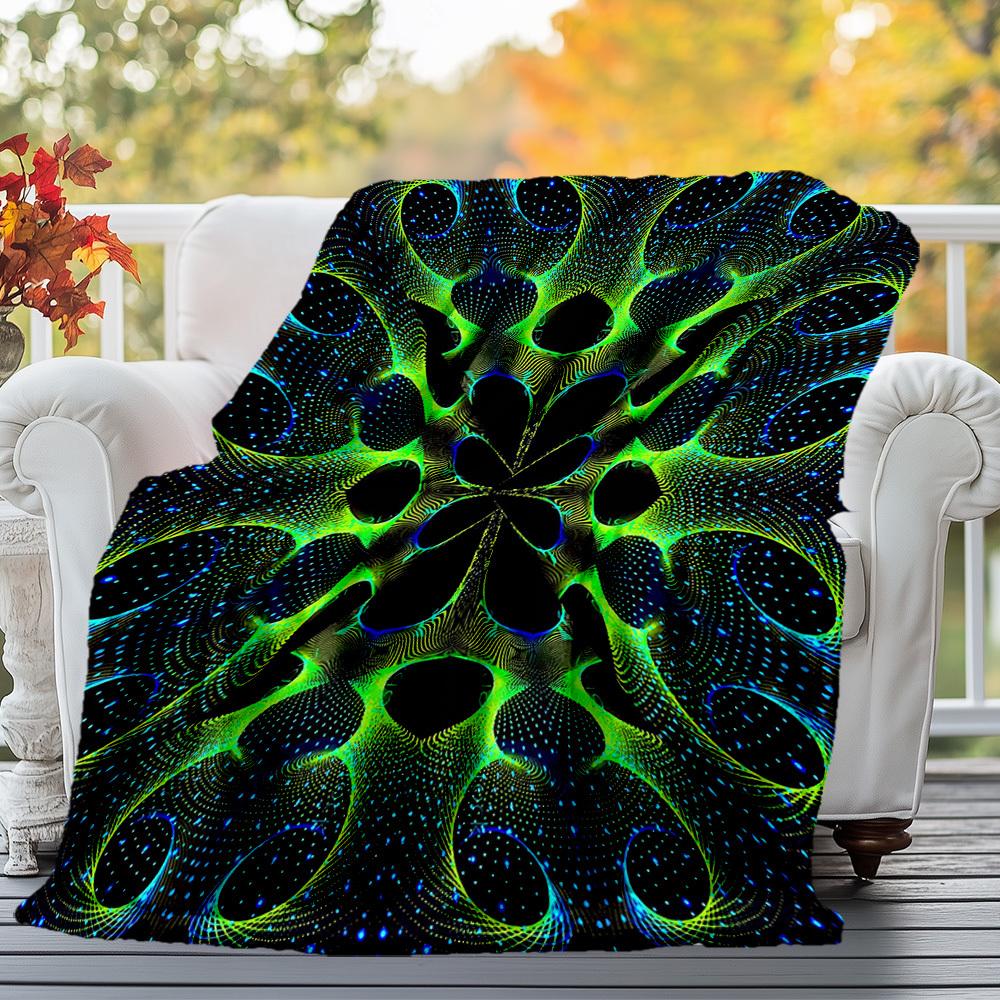 1PC Abstract PatternOutdoor Flannel Blanket - Soft Plush Decor for Picnics, Camping, Bedroom, Playroom, Office, or Lunch Break 1271A