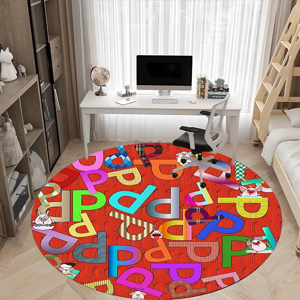 1pc Doodle Alphabet Chair Carpet for Office Non Slip, Machine Washable Rug for Office, Room Holiday Decor for Christmas, Birthday Polyester